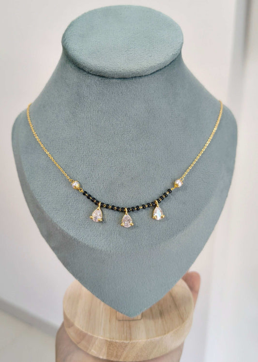 Gold Plated Diamond Drop Chain Style Mangalsutra