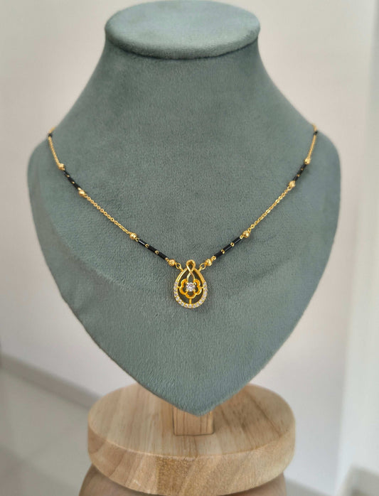 Gold Plated Oval Pendant Style Mangalsutra Chain