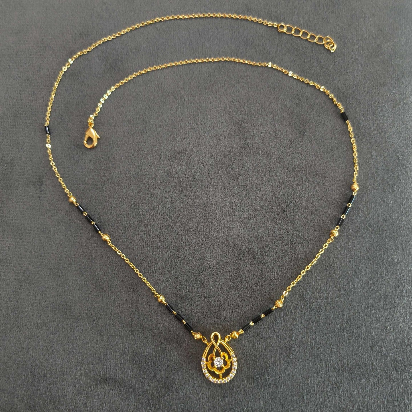 Gold Plated Oval Pendant Style Mangalsutra Chain