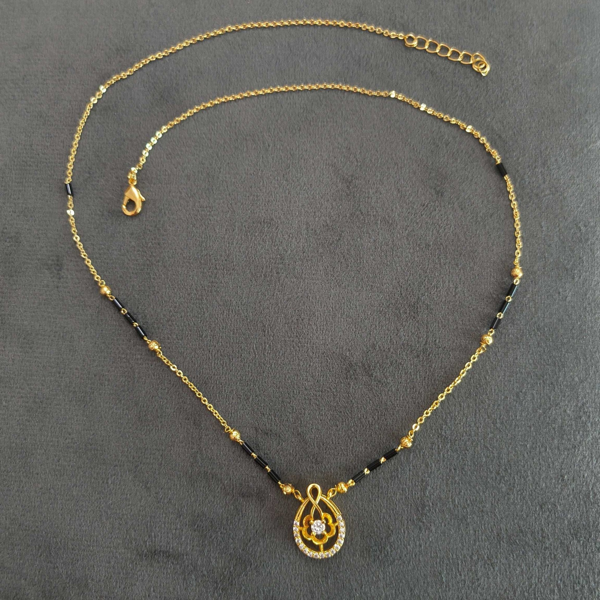 Gold Plated Oval Pendant Style Mangalsutra Chain