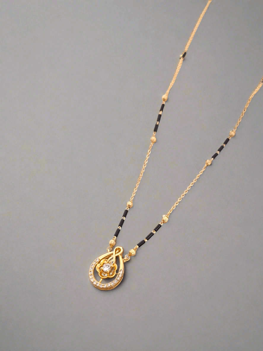 Gold Plated Oval Pendant Style Mangalsutra Chain 