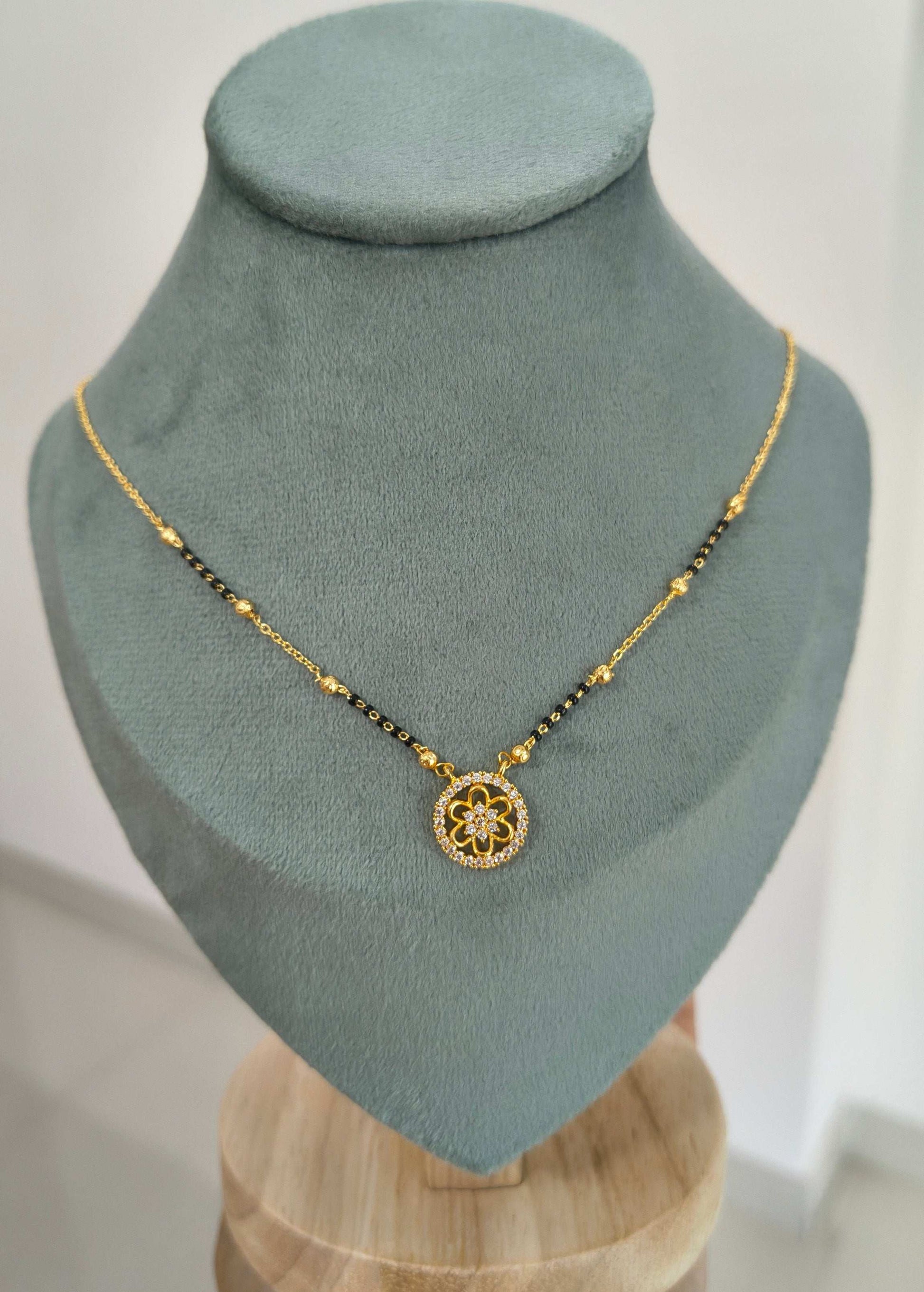 Gold Plated Round Pendant Style Mangalsutra Chain