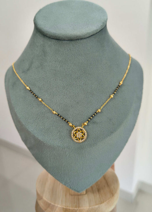 Gold Plated Round Pendant Style Mangalsutra Chain