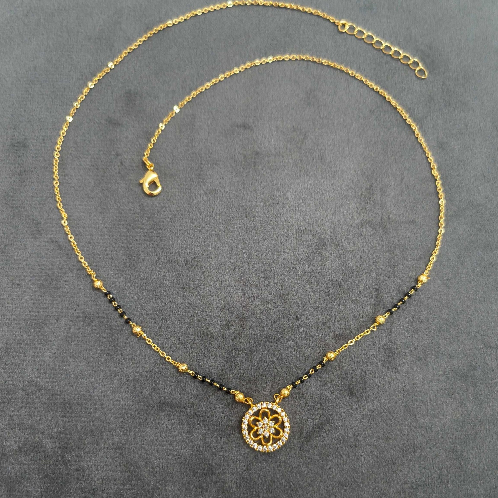 Gold Plated Round Pendant Style Mangalsutra Chain