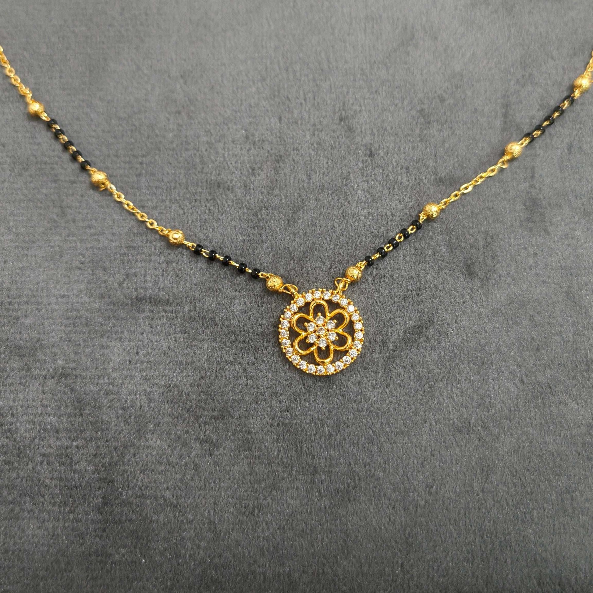 Gold Plated Round Pendant Style Mangalsutra Chain