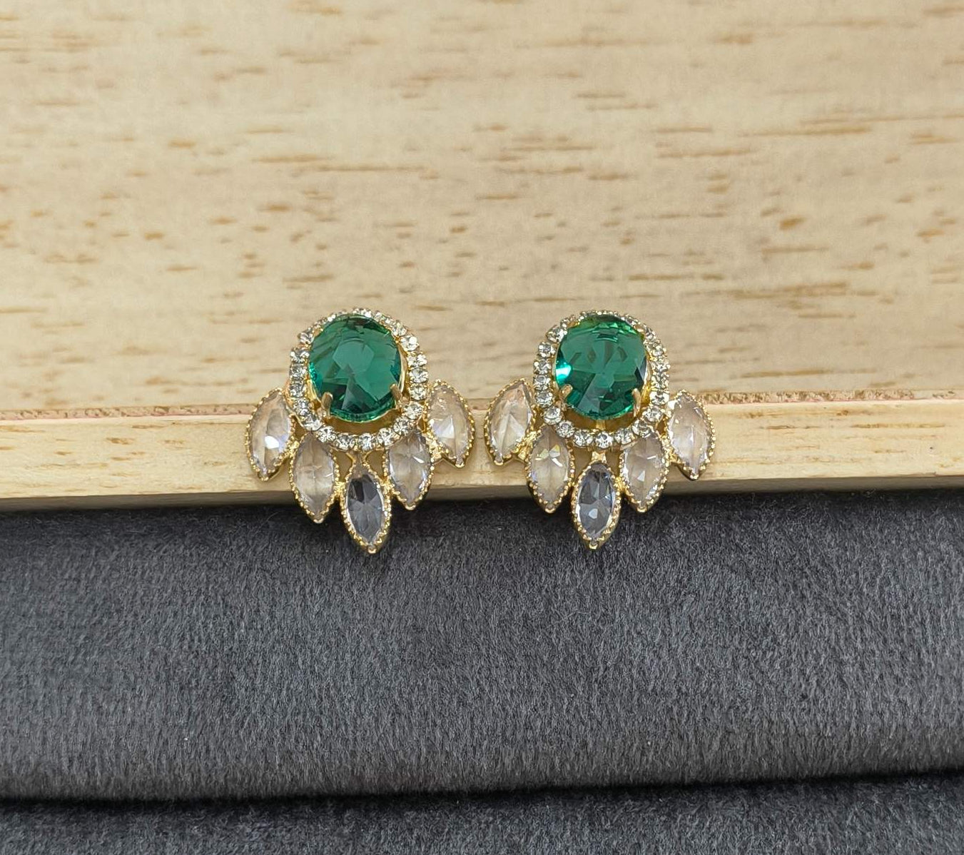 Gold Plated AD Stone Studded Designer Earrings