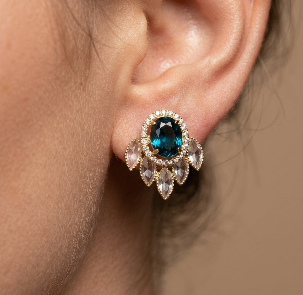 Gold Plated AD Stone Studded Designer Earrings