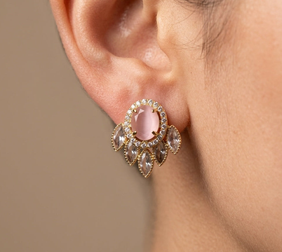 Gold Plated AD Stone Studded Designer Earrings