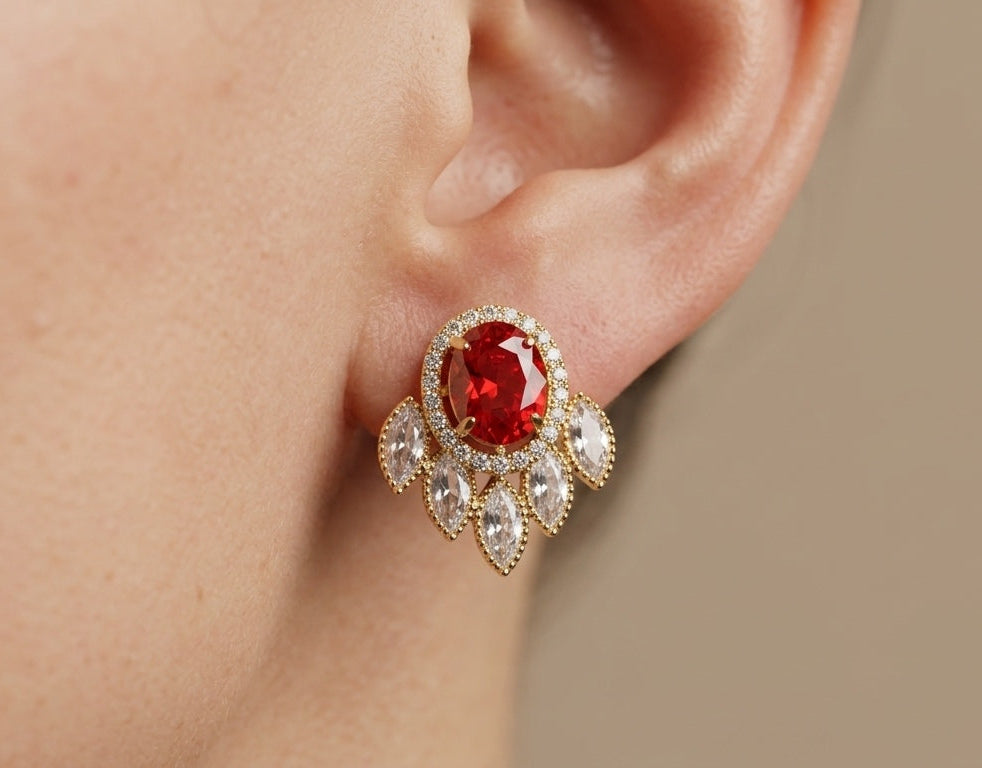 Gold Plated AD Stone Studded Designer Earrings