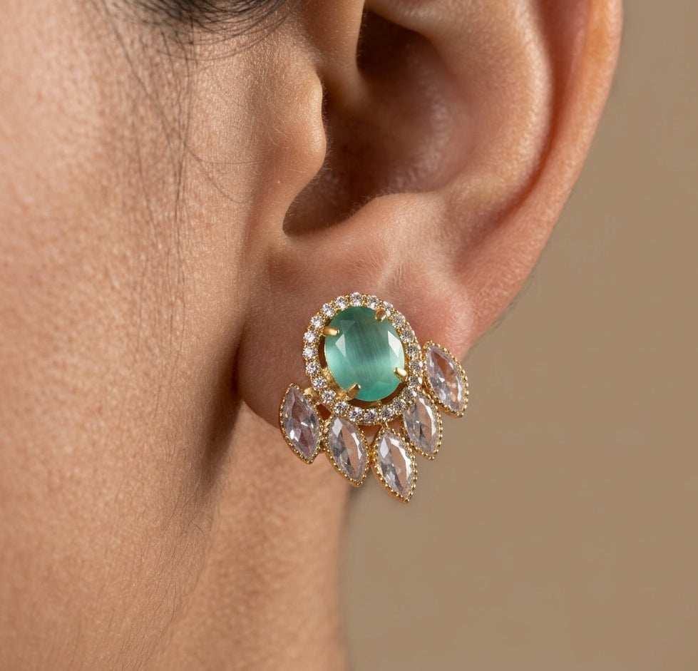 Gold Plated AD Stone Studded Designer Earrings