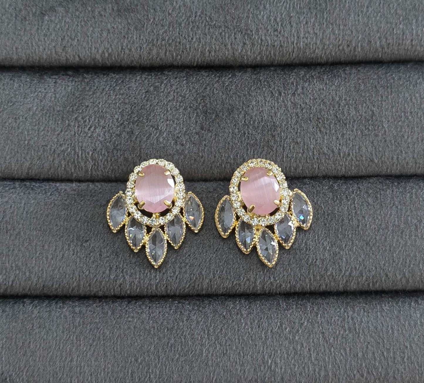 Gold Plated AD Stone Studded Designer Earrings