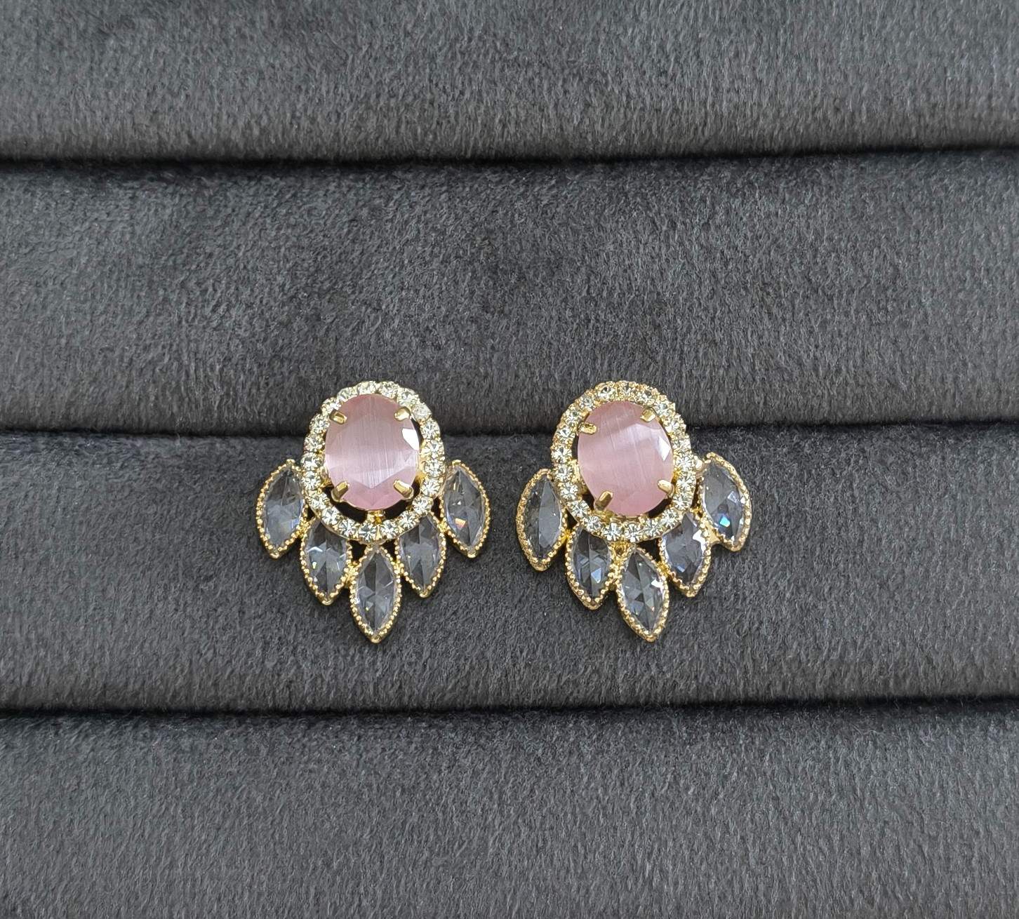 Gold Plated AD Stone Studded Designer Earrings