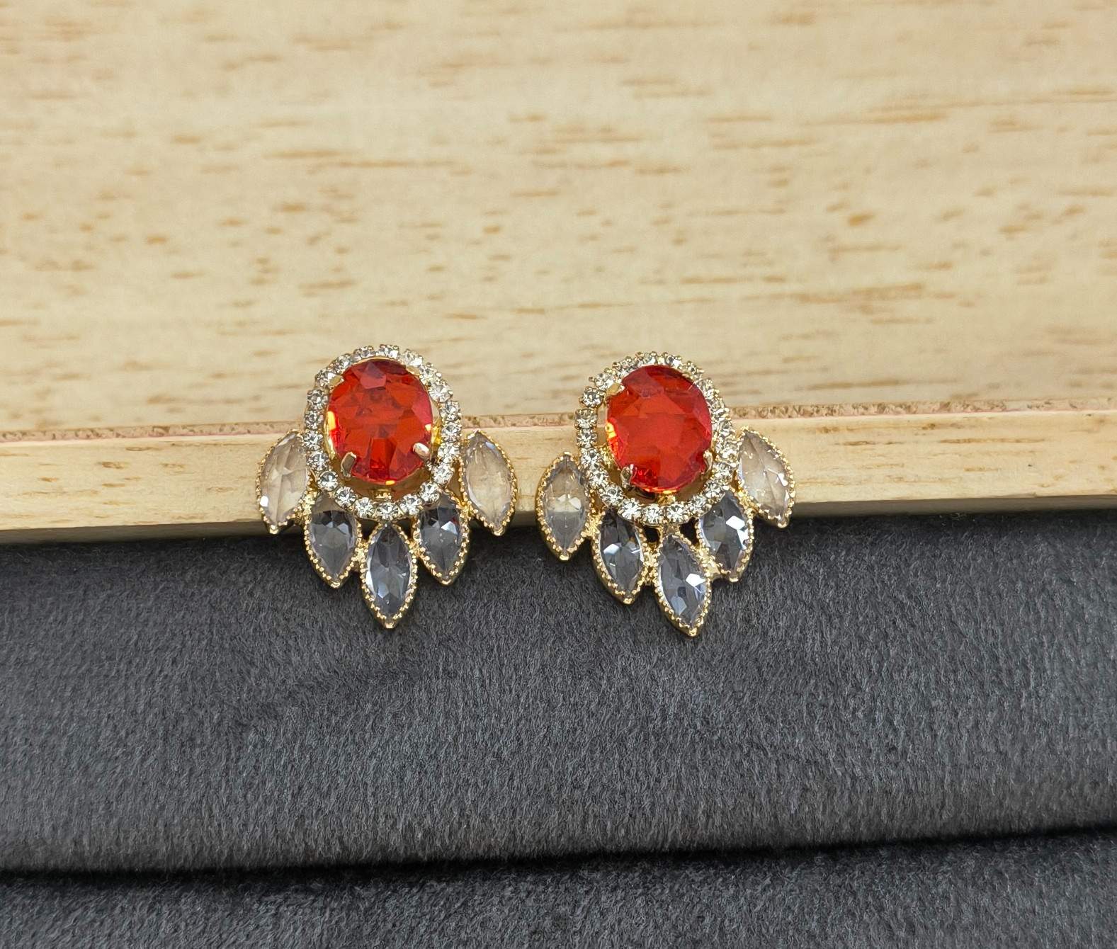 Gold Plated AD Stone Studded Designer Earrings