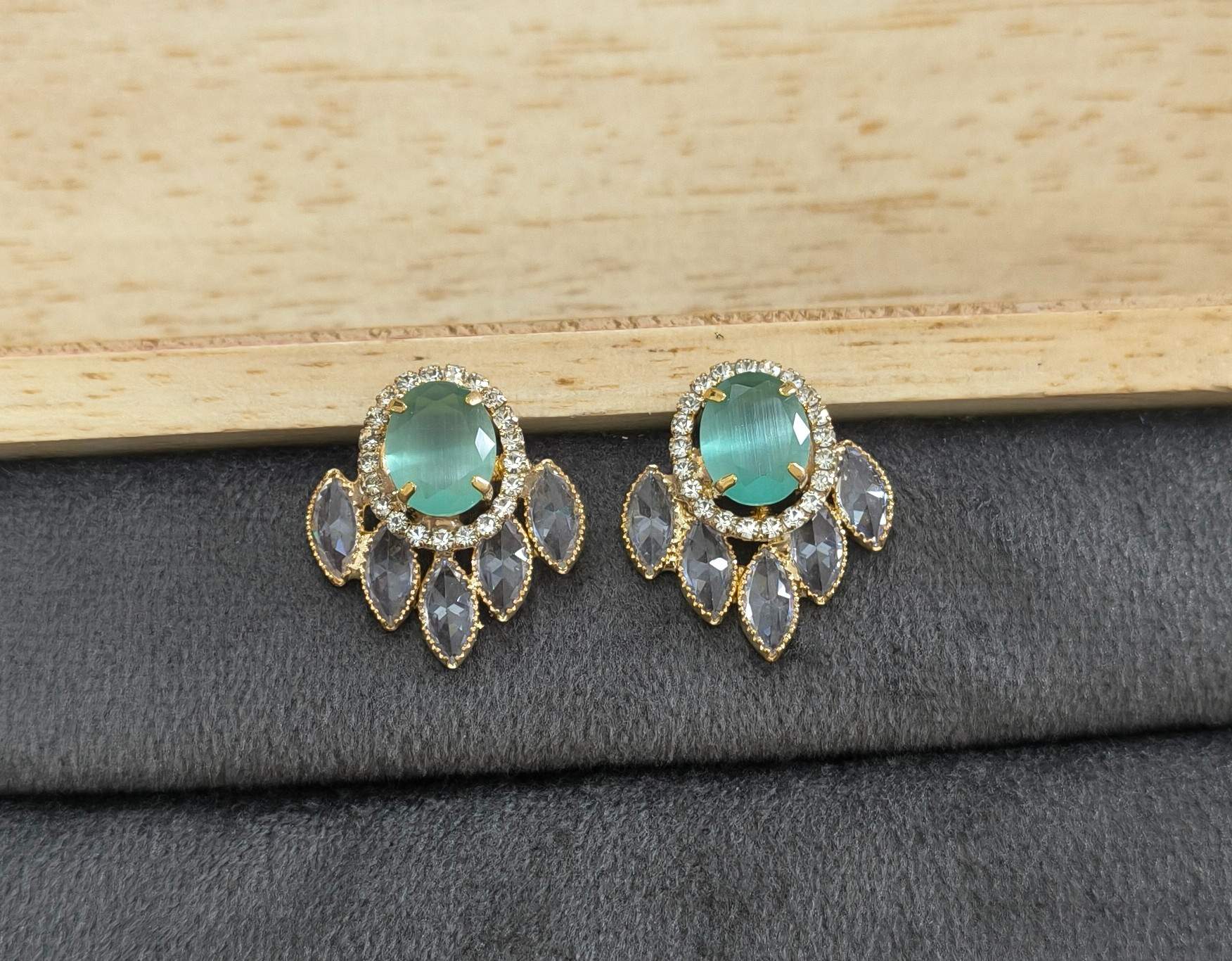 Gold Plated AD Stone Studded Designer Earrings