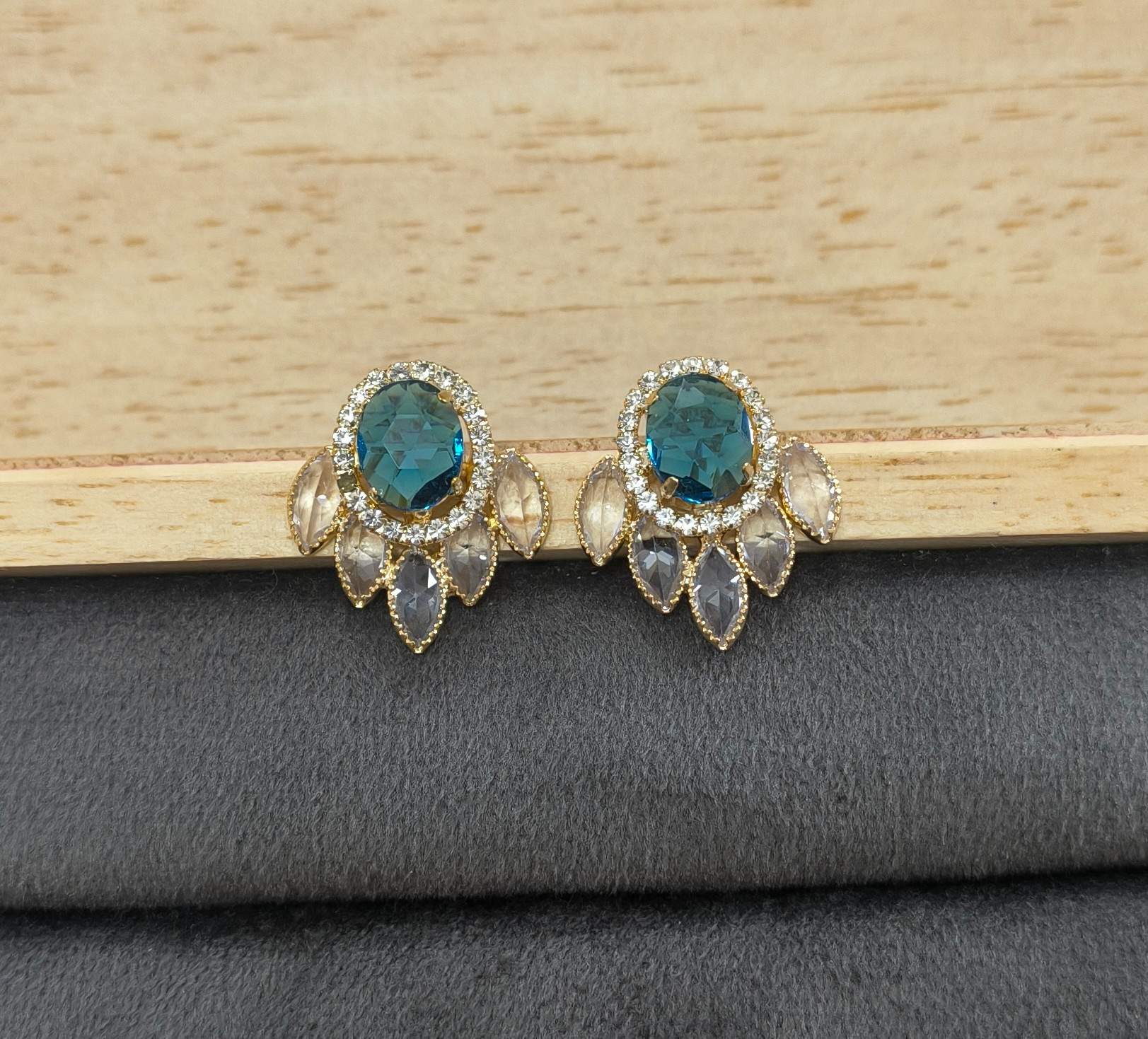 Gold Plated AD Stone Studded Designer Earrings