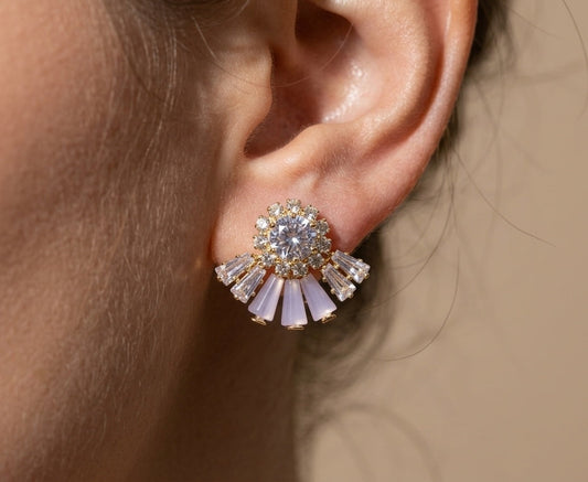 Gold Plated AD Stone Studded Flower Stud Earring