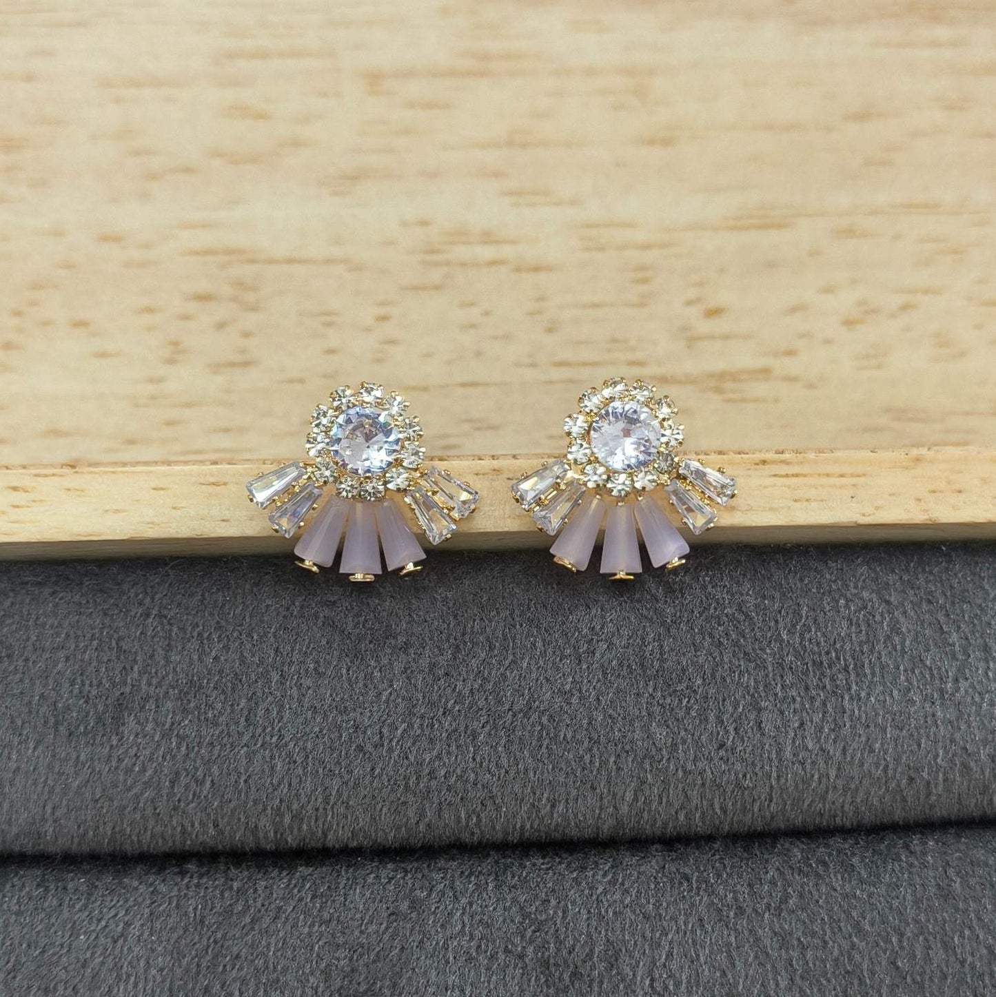 Gold Plated AD Stone Studded Flower Stud Earring