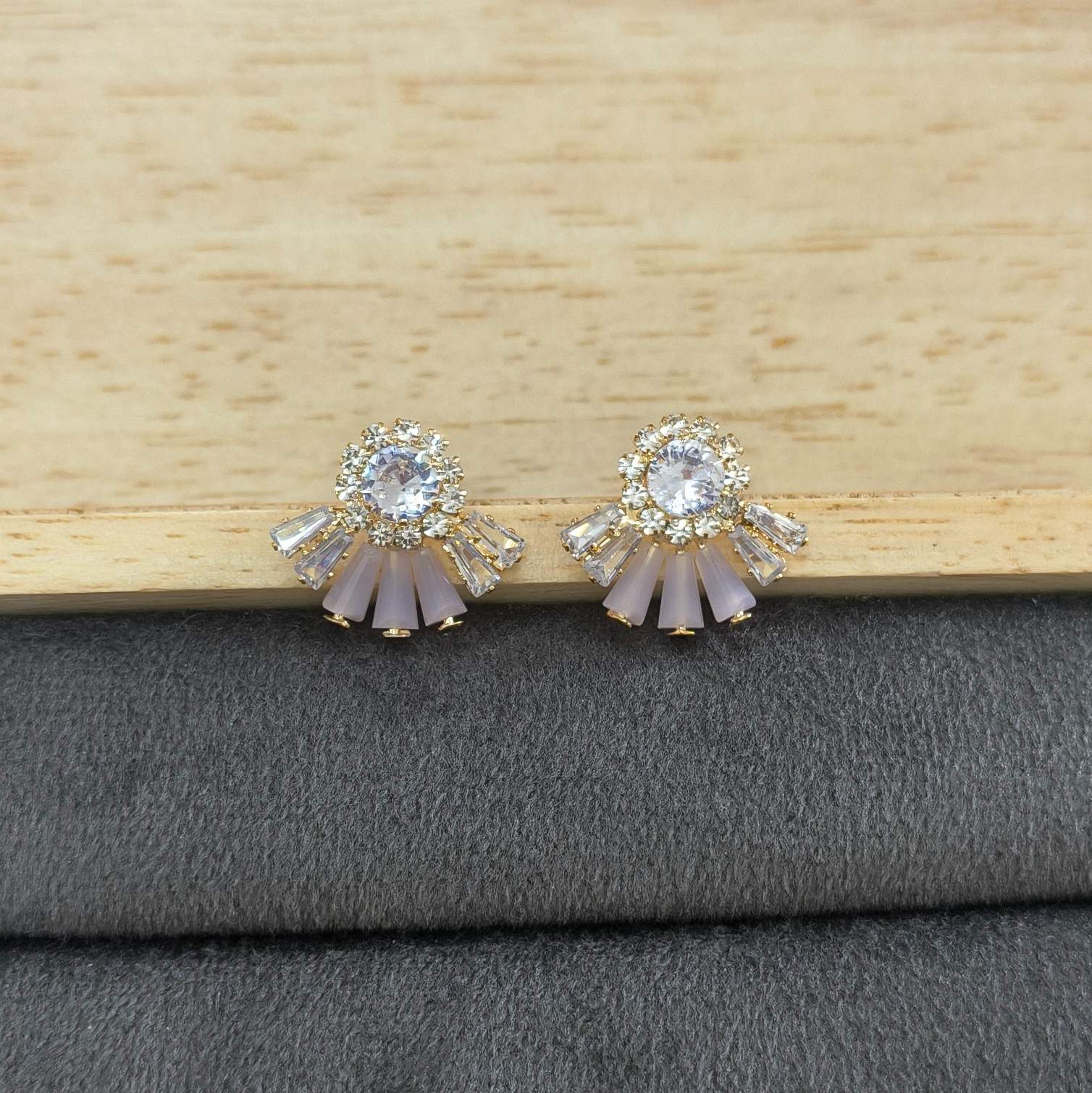 Gold Plated AD Stone Studded Flower Stud Earring
