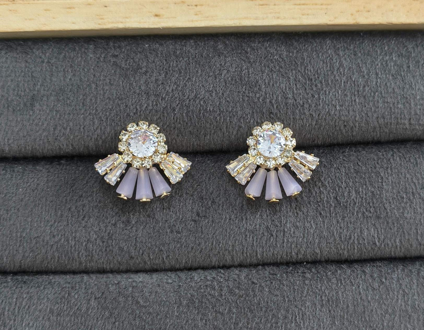 Gold Plated AD Stone Studded Flower Stud Earring