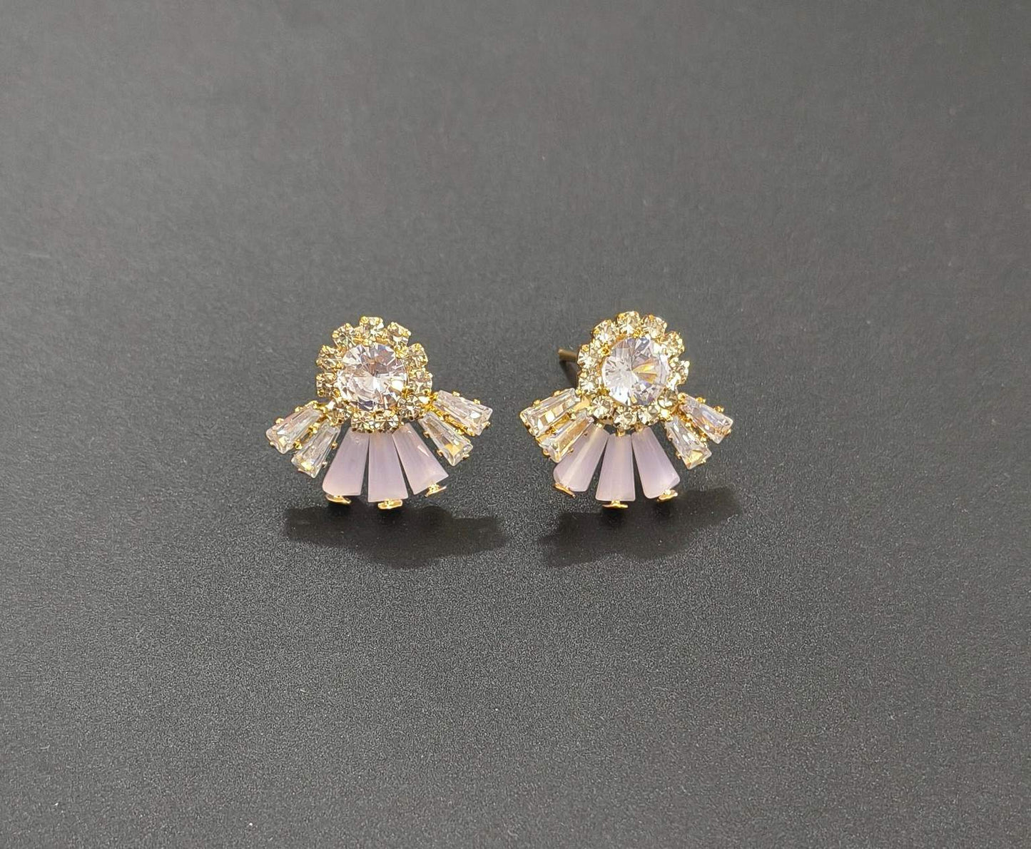 Gold Plated AD Stone Studded Flower Stud Earring