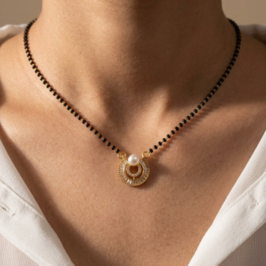 Gold Plated Classic Pearl Pendant Mangalsutra Chain