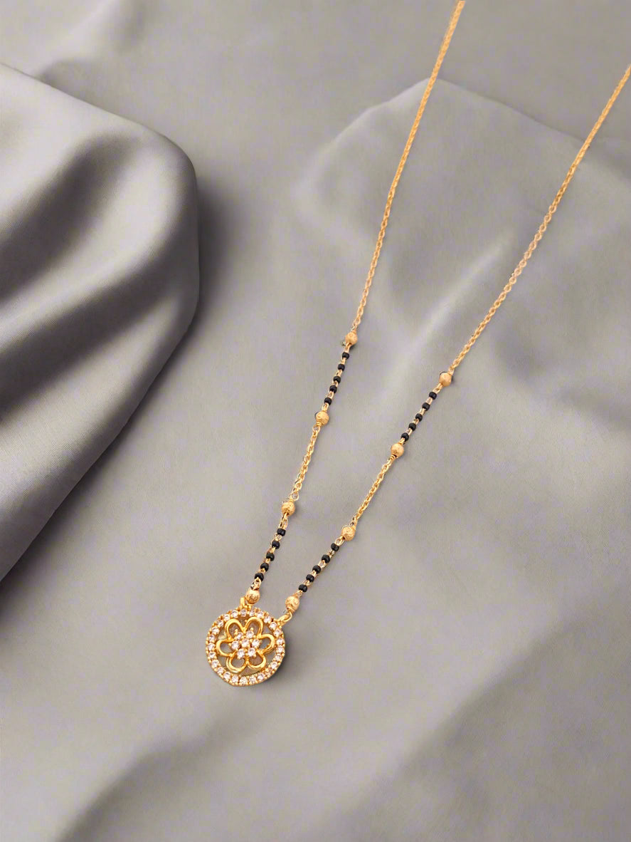 Gold Plated Round Pendant Style Mangalsutra Chain 