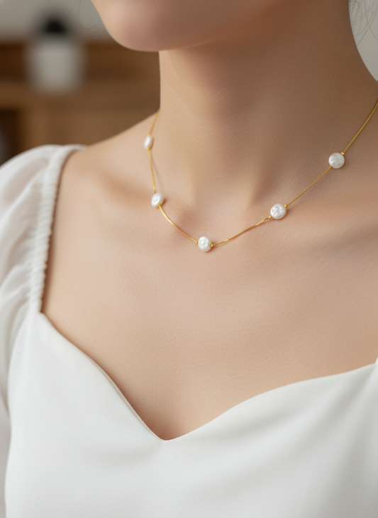 Gold Plated Stylish Pearl Necklace