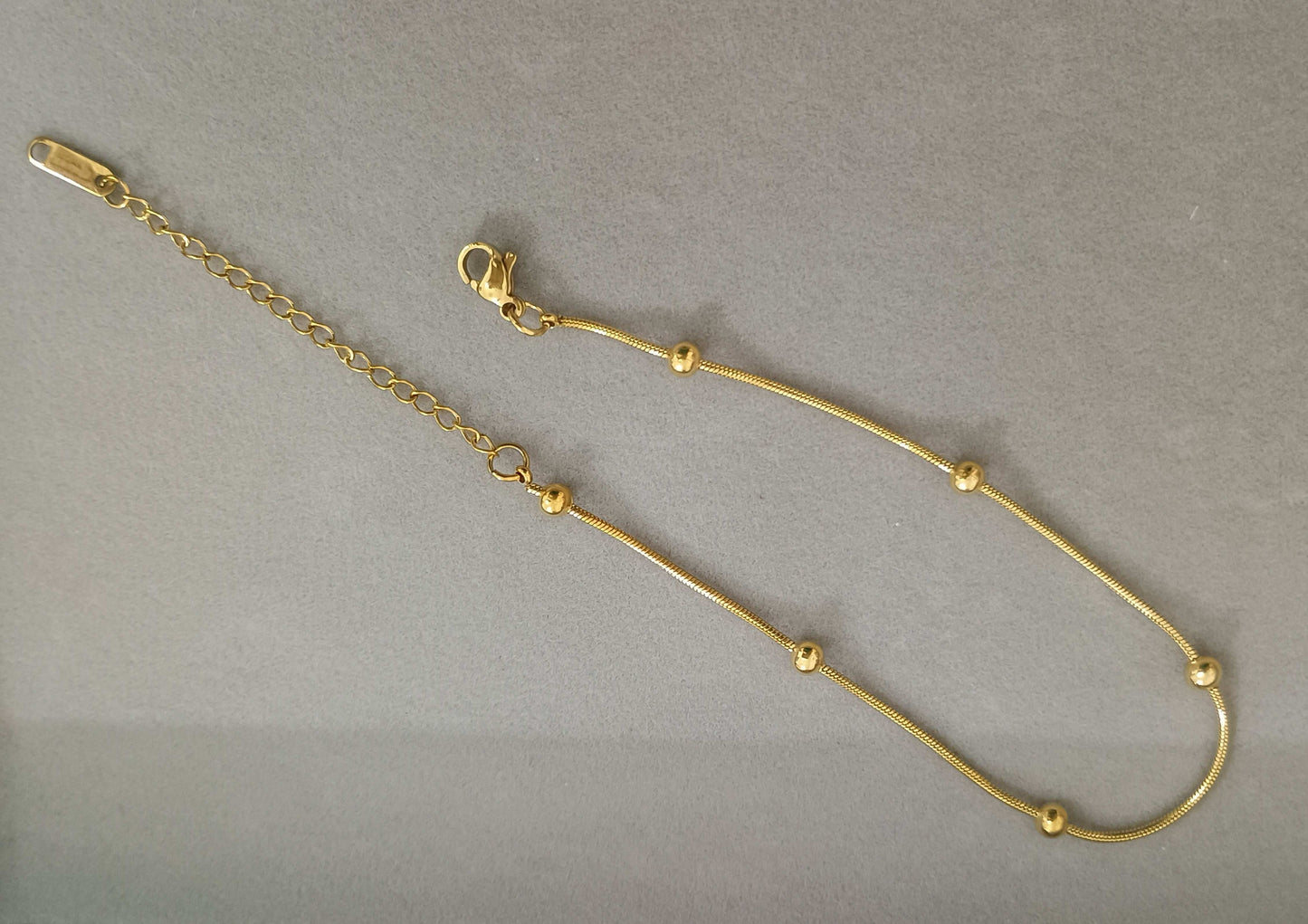 Golden Bead Chain Anklet For Women 18K Gold Plated 