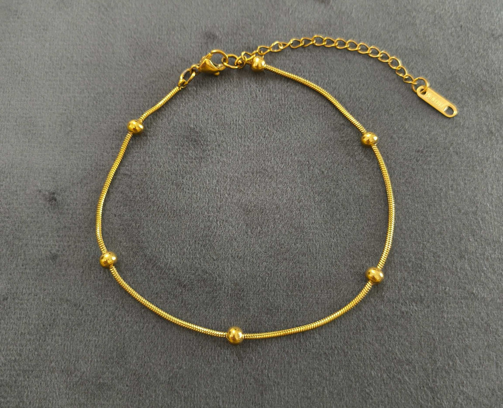 Anti Tarnish Bead Chain Bracelet/Anklet 18K Gold Plated – Urban Era Jewel