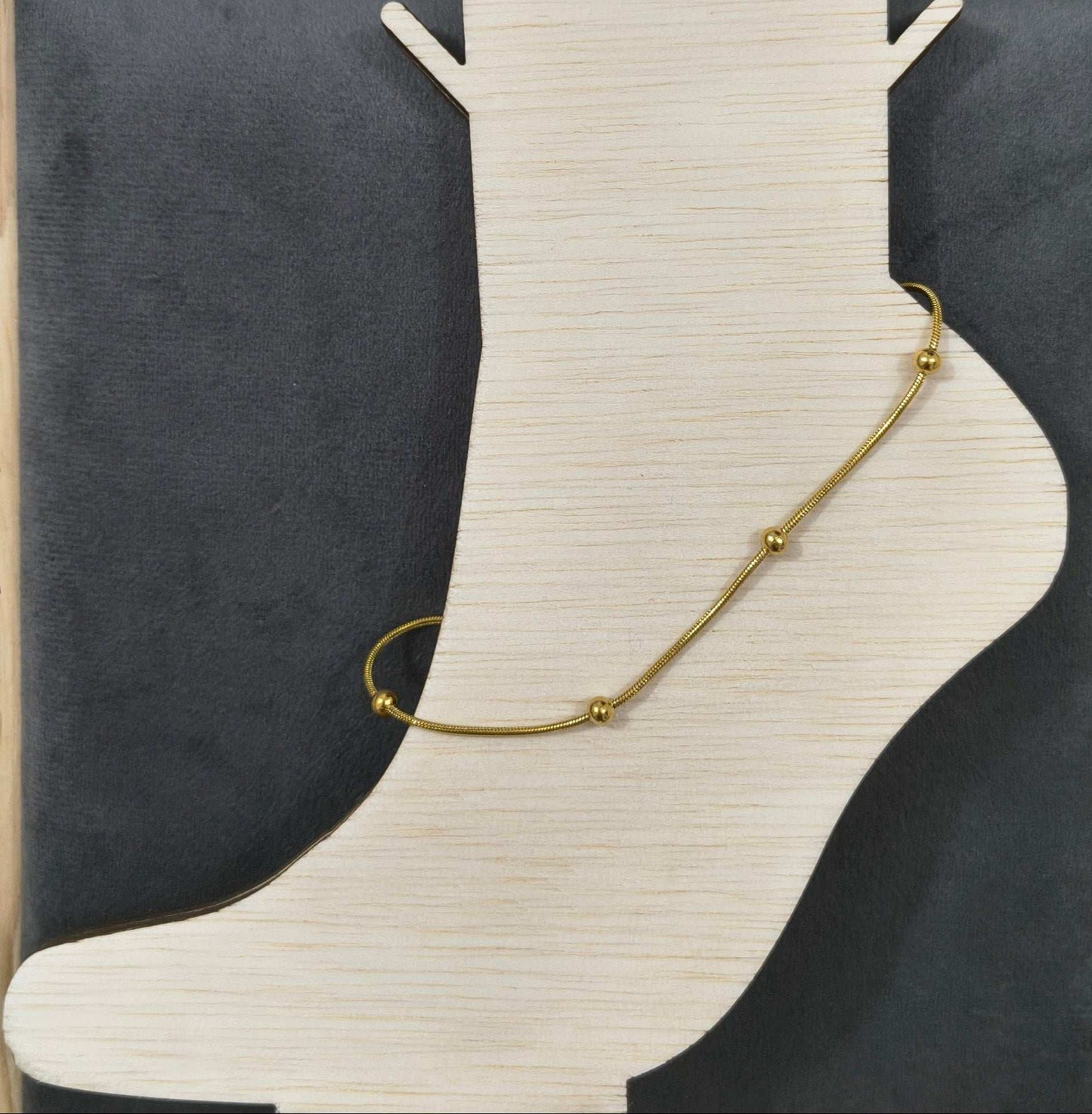 Golden Bead Chain Anklet For Women 18K Gold Plated 