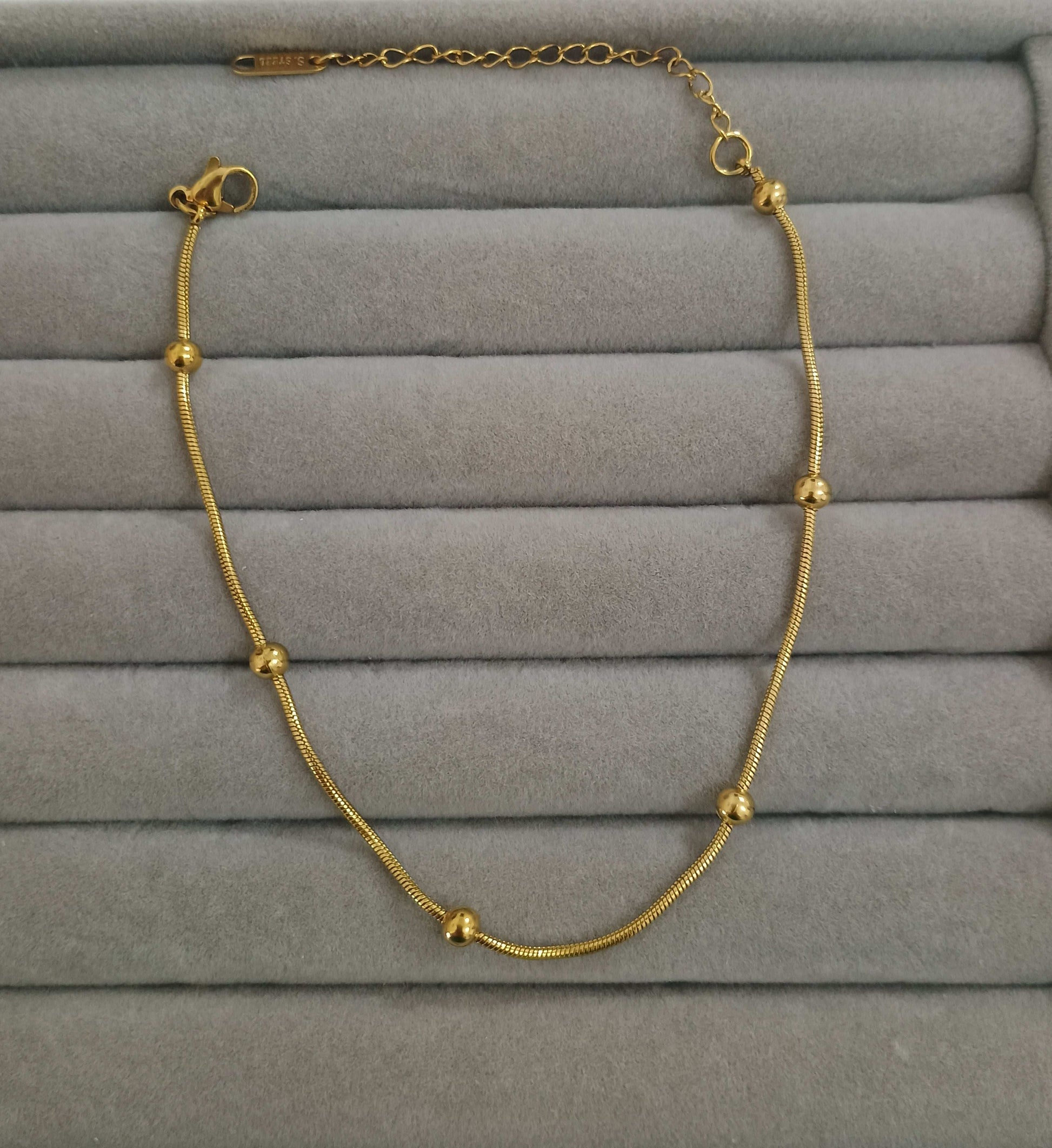 Golden Bead Chain Anklet For Women 18K Gold Plated 