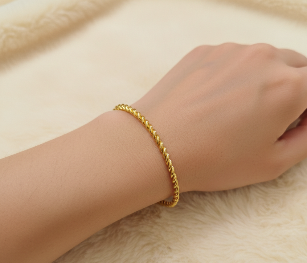 Golden Spiral Bracelet Bangle 18K Gold Plated