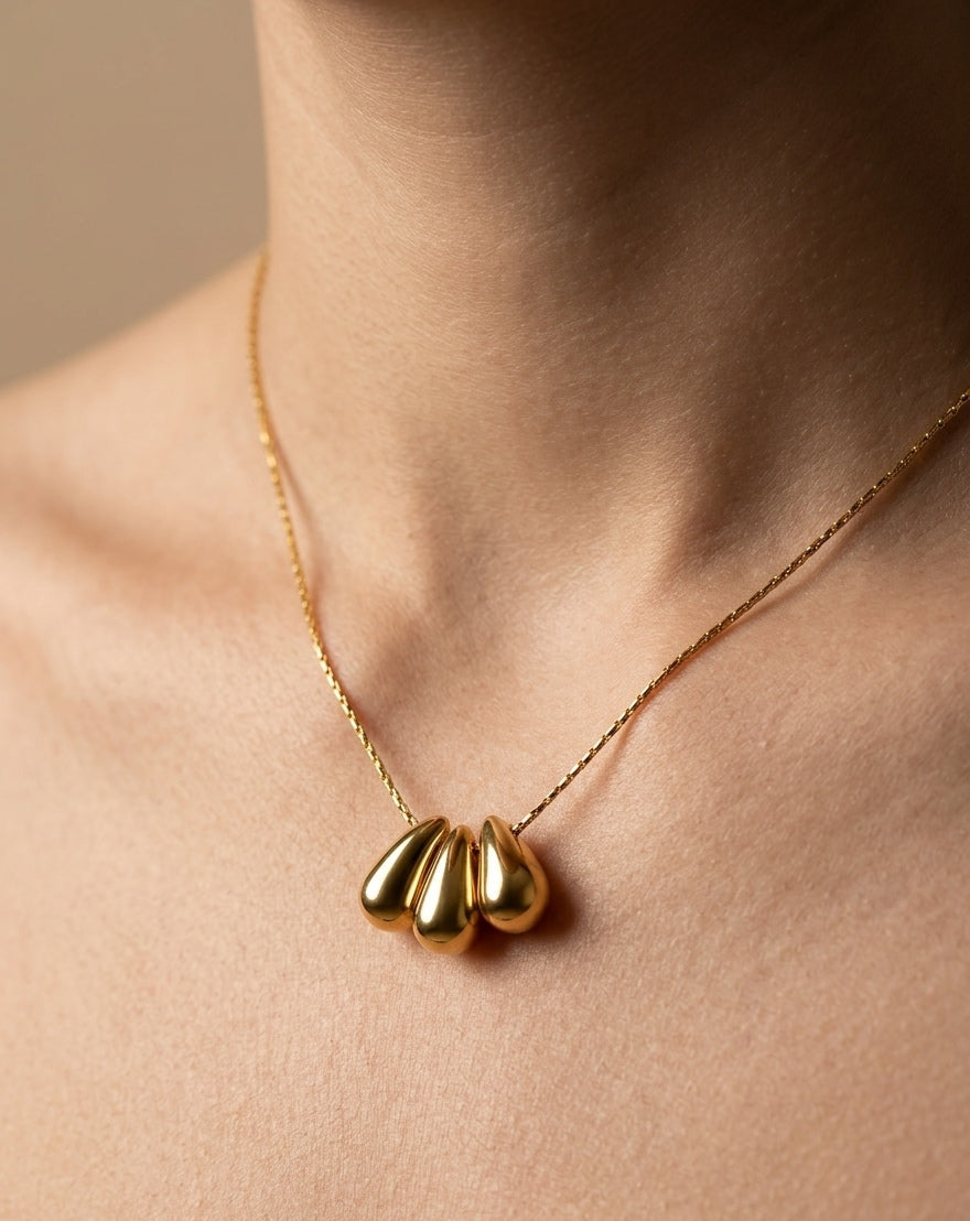 Golden Waterdrop Pendant Necklace 18K Gold Plated