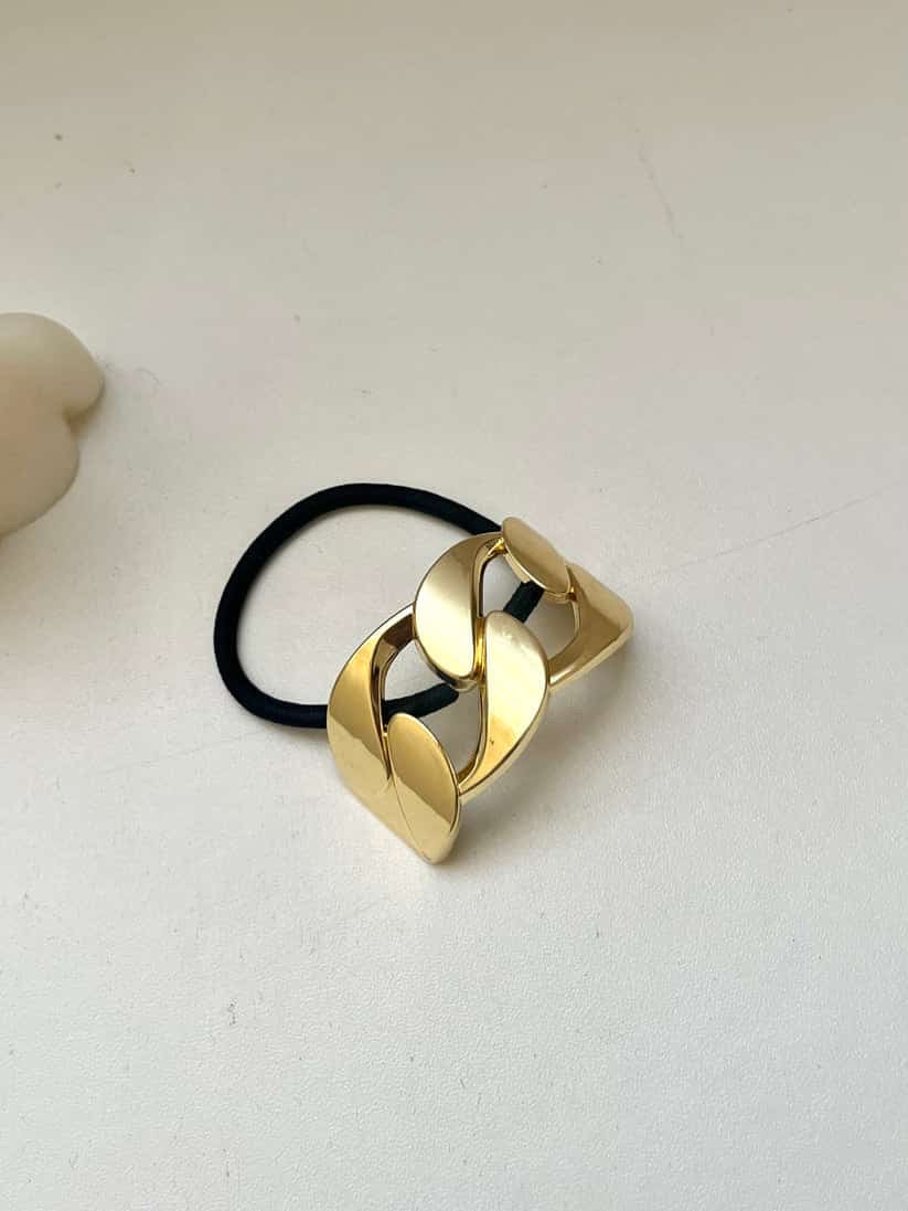 Link Style Golden Cuff Hair Band 18K Gold Plated