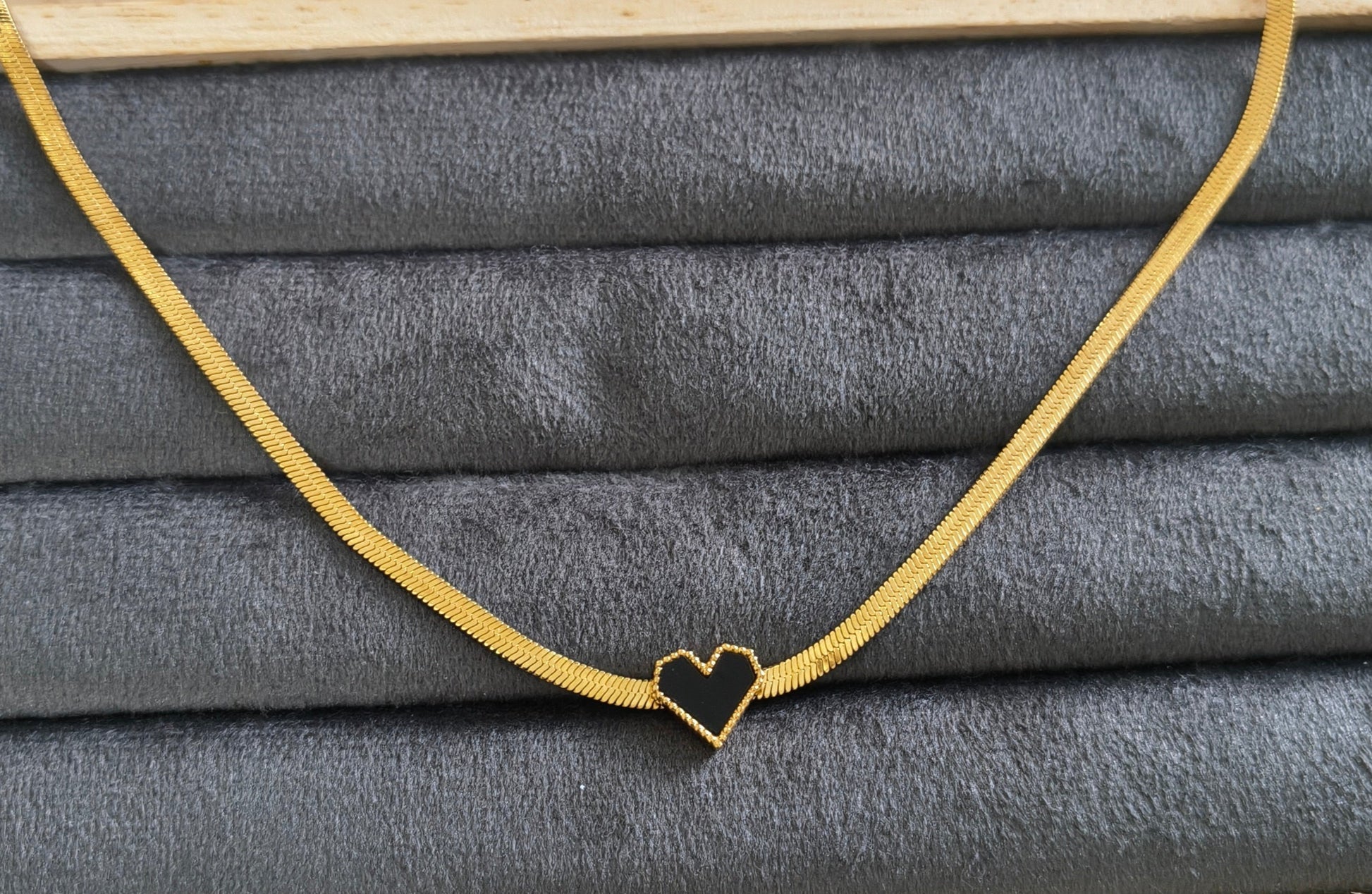 Heart Snake Chain Necklace 18K Gold Plated