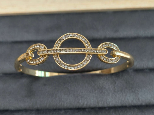 Hollow Circle Stone Studded Bracelet 18K Gold Plated
