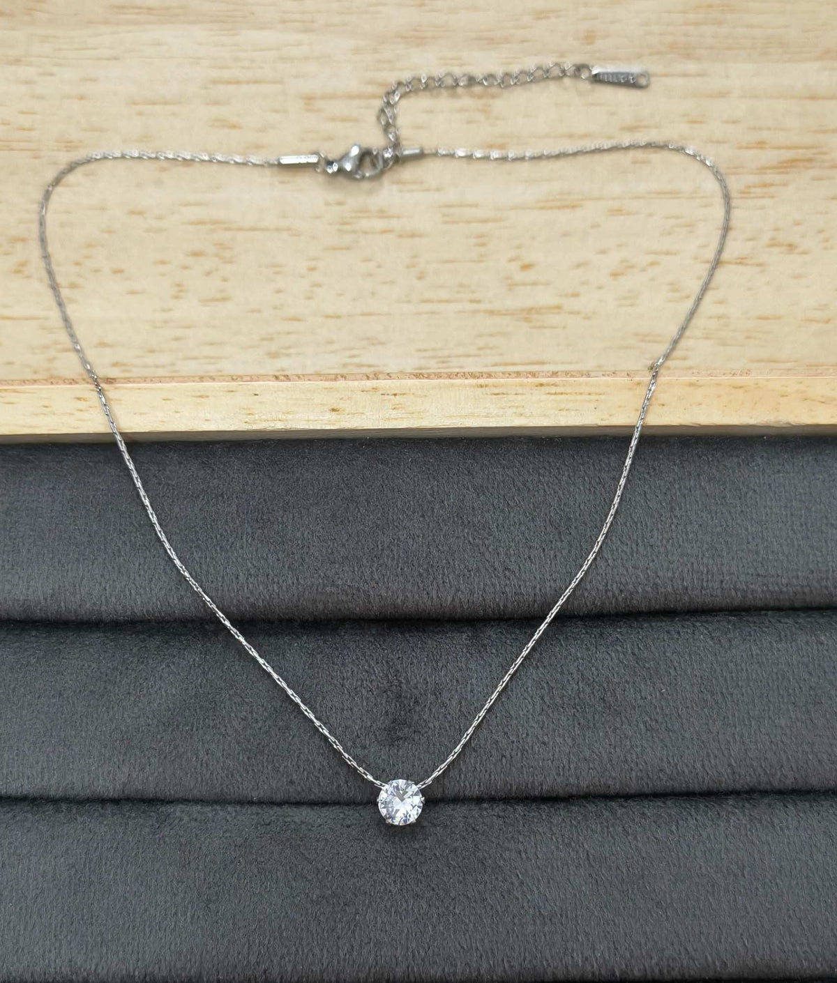 Antitarnish Dainty Solitaire Diamond Necklace 18K Gold Plated