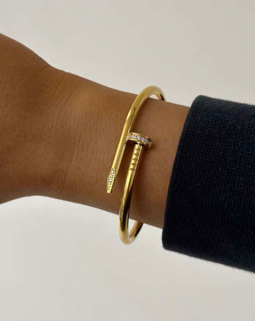 Trendy Nail Bracelet Bangle 18K Gold Plated