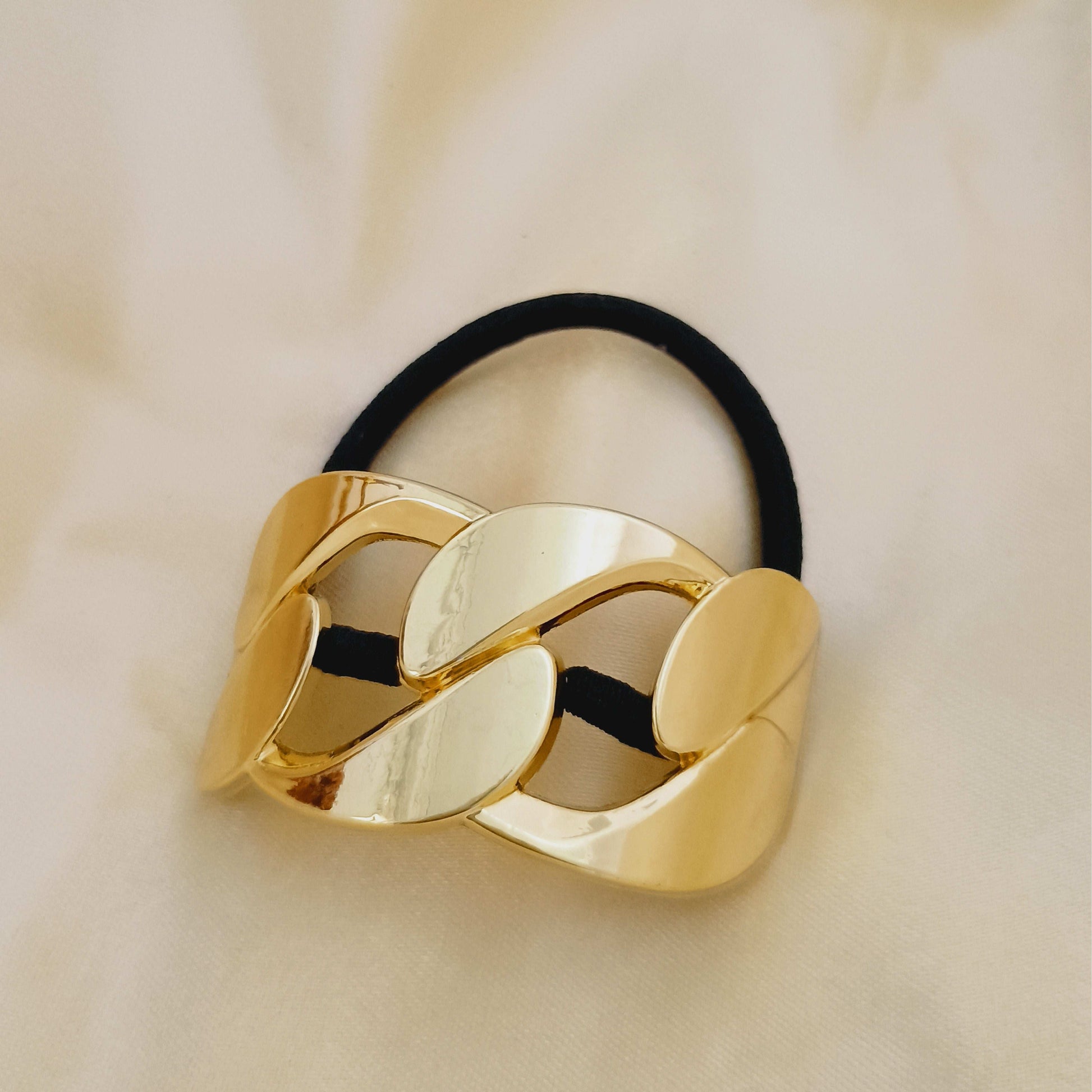 Link Style Golden Cuff Hair Band 18K Gold Plated