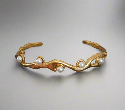 Anti tarnish Charming Shiny Pearl Studded Bangle Bracelet - Urban Era Jewel