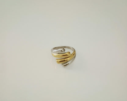 Anti tarnish Chunky Geometric Gold & Silver toned Adjustable Finger Ring 18k Gold PVD plated