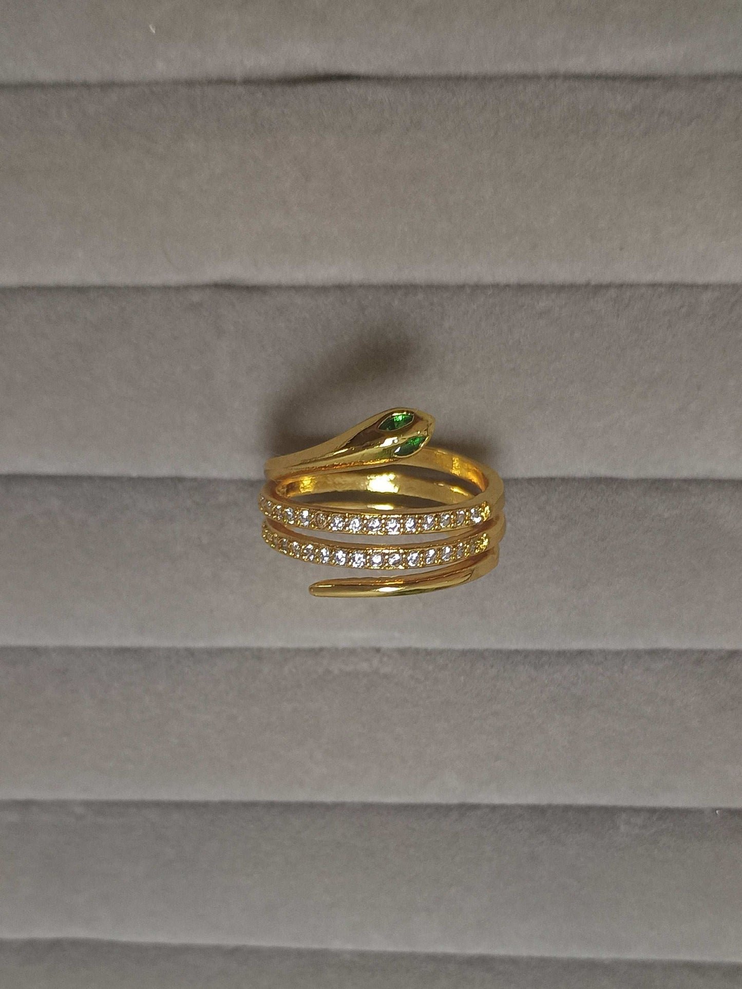 Snake Style Stone Studded 18K Gold Plated Ring