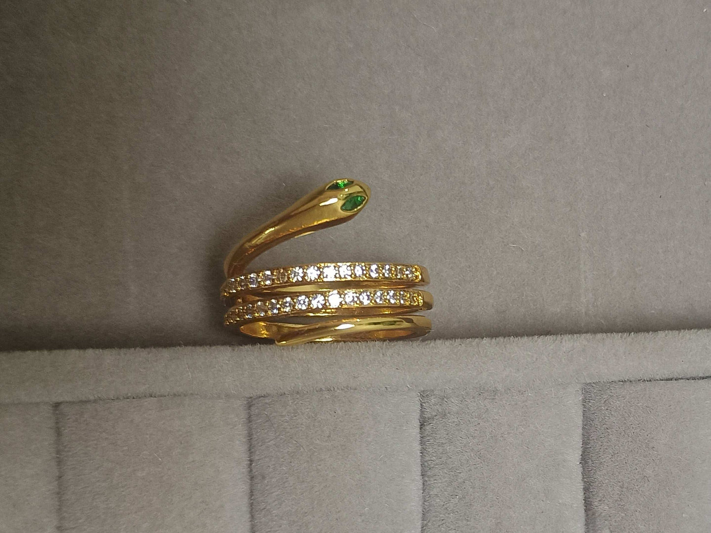 Snake Style Stone Studded 18K Gold Plated Ring