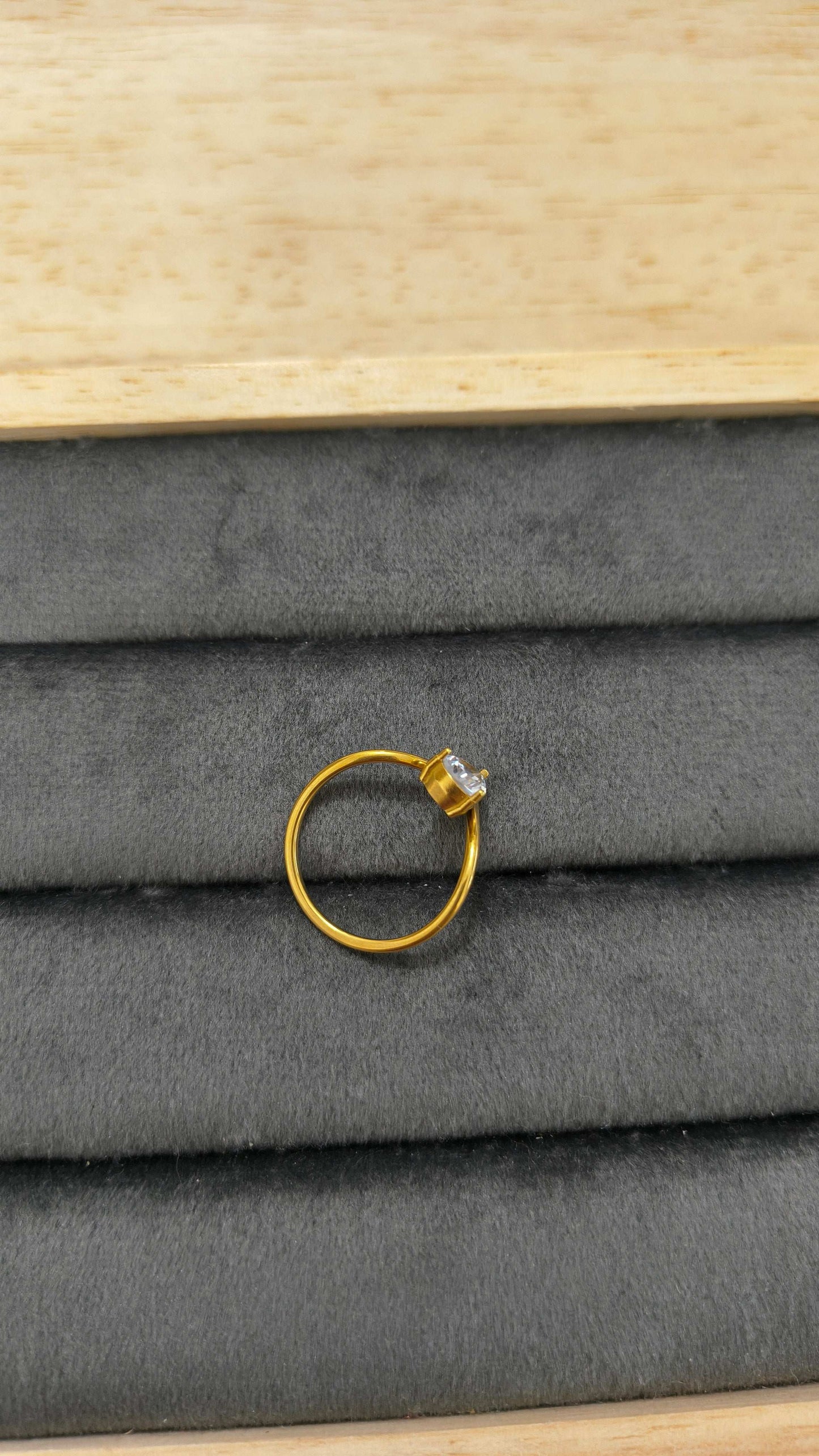Antitarnish Dainty Pear Solitaire V Cut Ring 18K Gold Plated