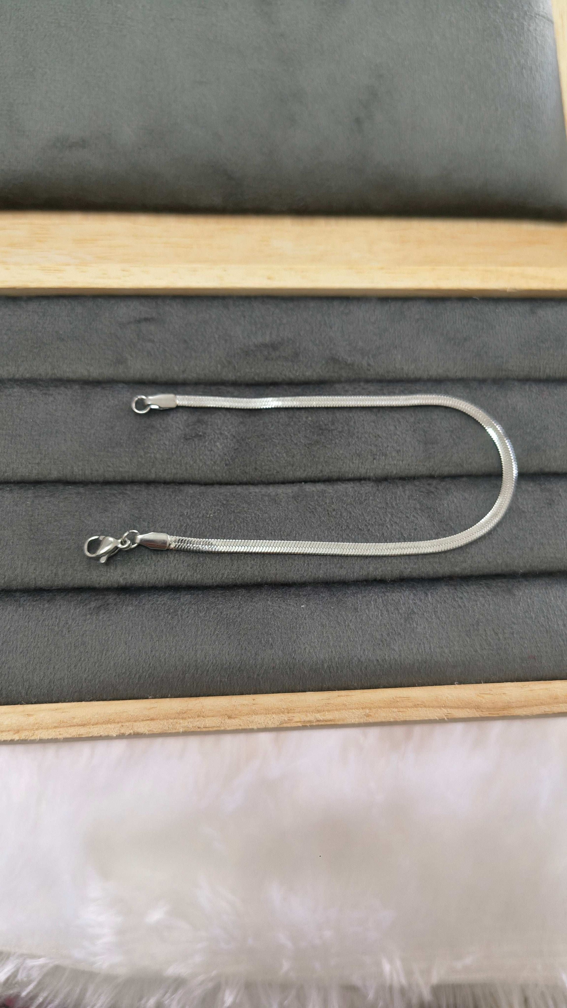 Anti Tarnish Unisex Snake Chain Bracelet Silver Plated