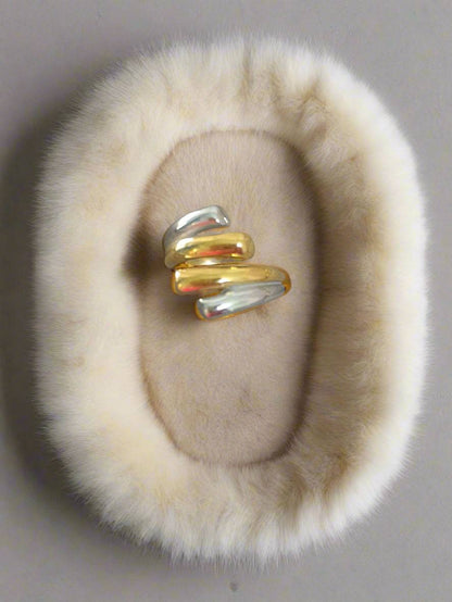 Anti tarnish Chunky Geometric Gold & Silver toned Adjustable Finger Ring 18k Gold PVD plated