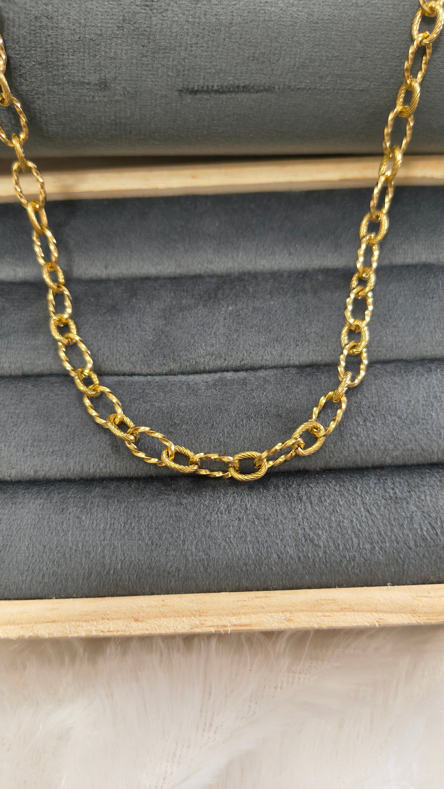Antitarnish Unisex Heavy Twisted Rolo Chain 18K Gold Plated