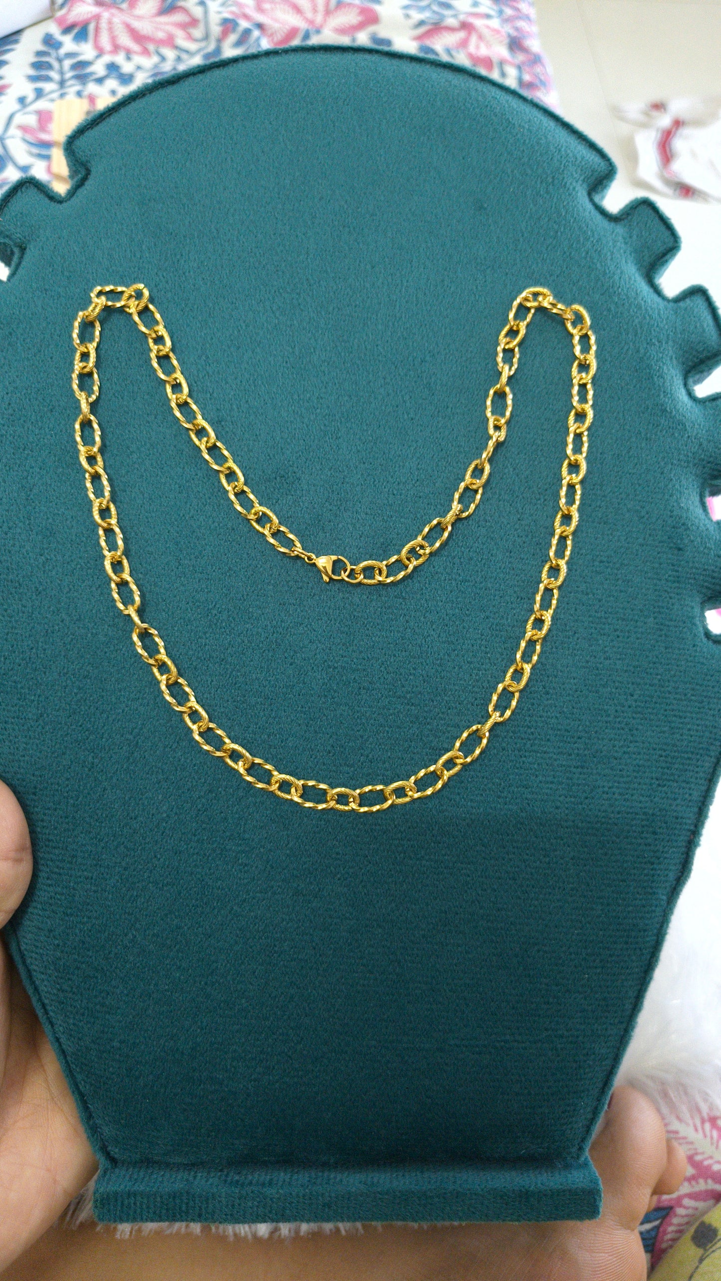 Antitarnish Unisex Heavy Twisted Rolo Chain 18K Gold Plated