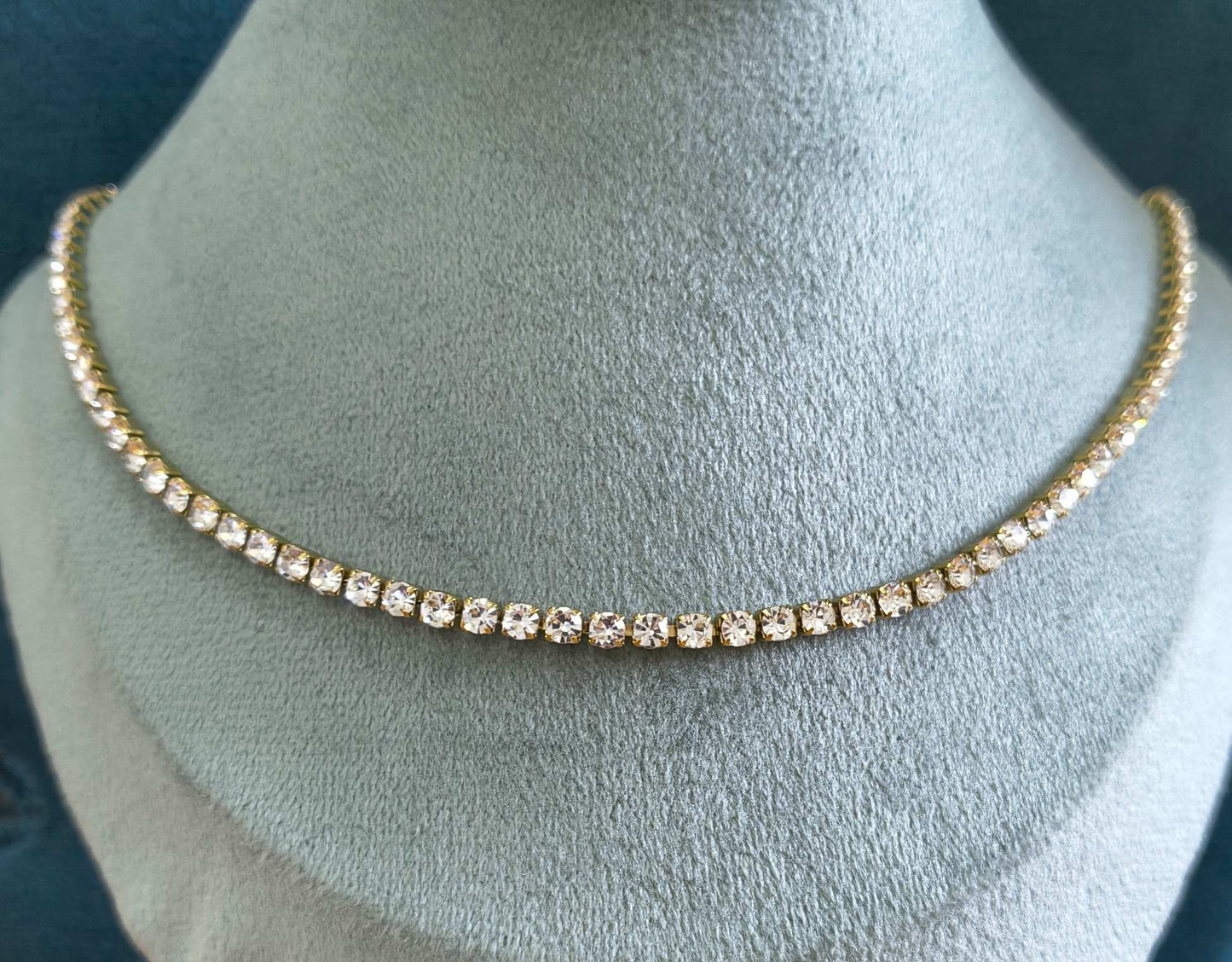 Anti Tarnish Necklace Tennis Chain 18K Gold Plated