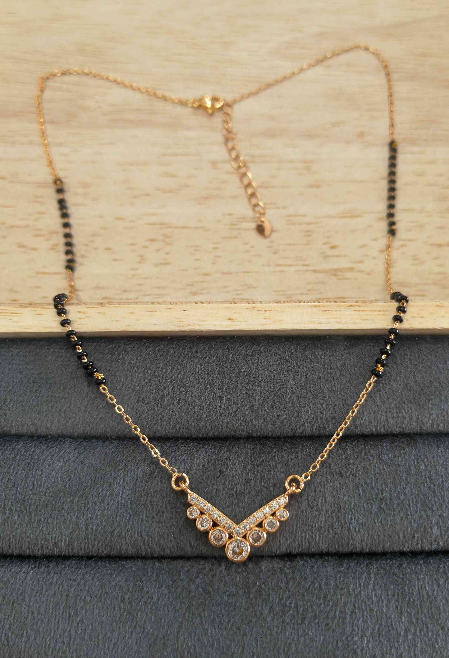 Anti Tarnish Mangalsutra Rosegold Diamond 18K Gold Plated